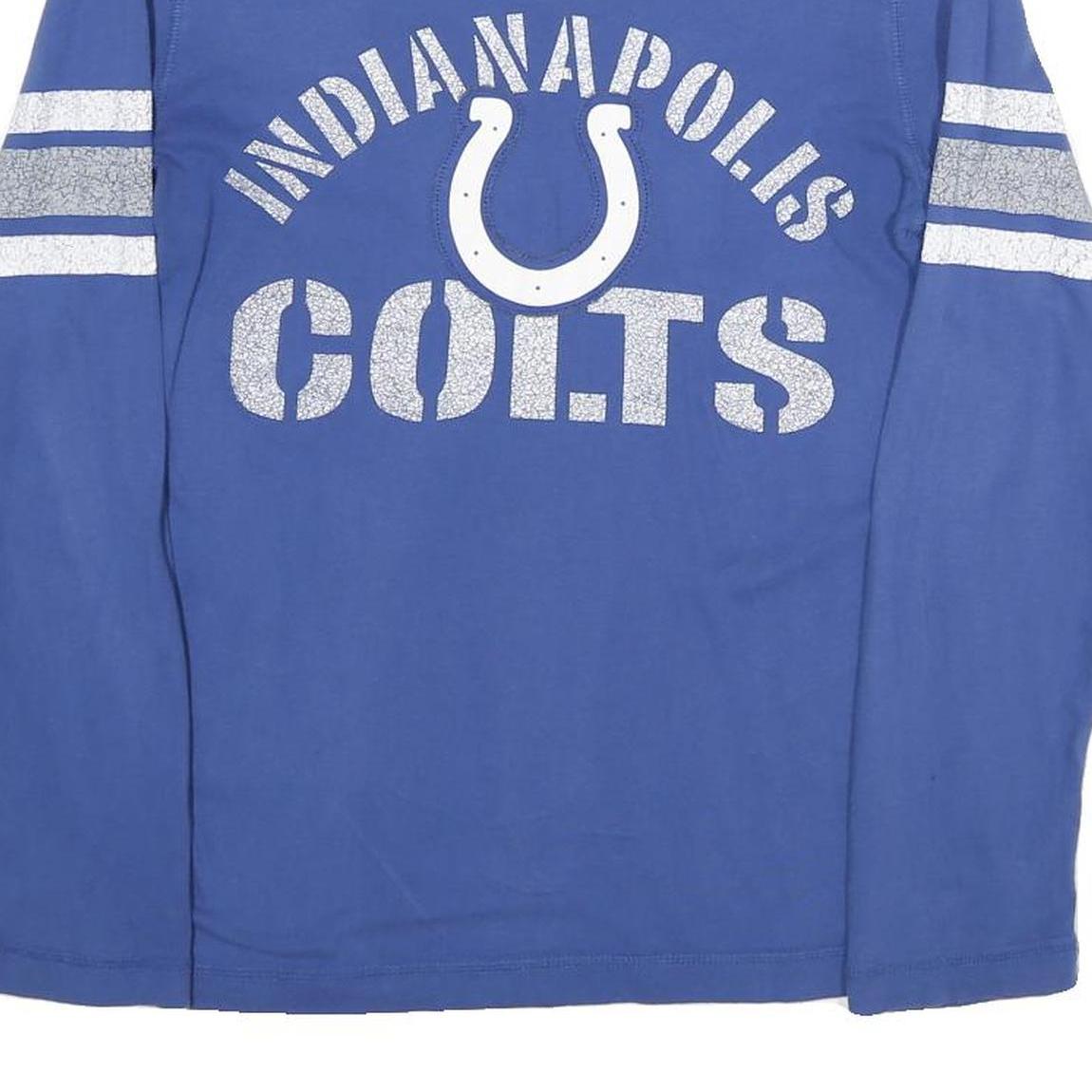 MAJESTIC Mens Blue Indianapolis Colts T-Shirt S Long Sleeve Crew Neck Football