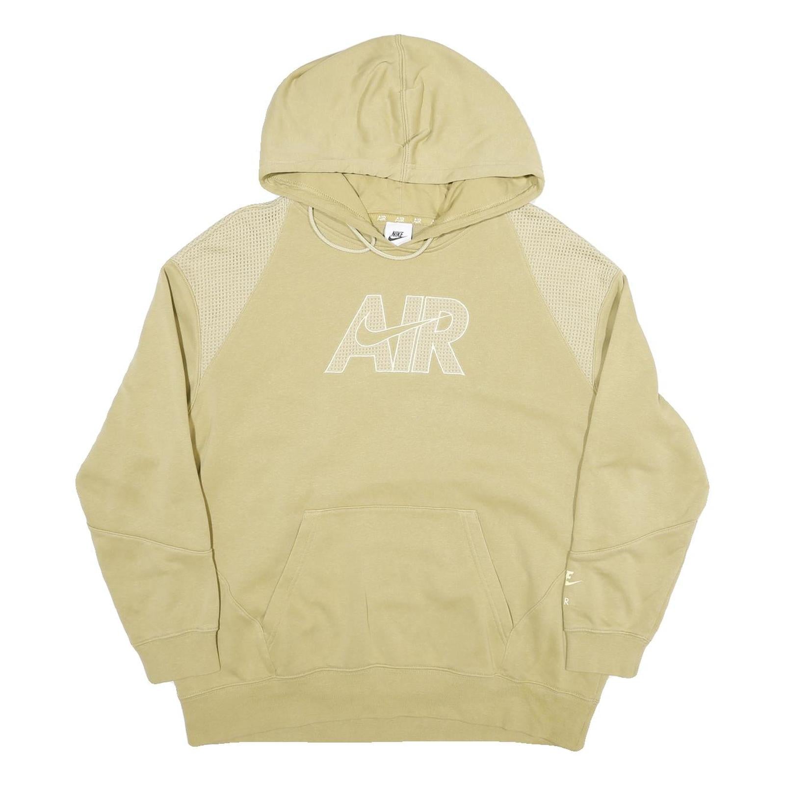 NIKE Mens Beige Air Pullover Hoodie S Cotton Blend Sports Sweatshirt