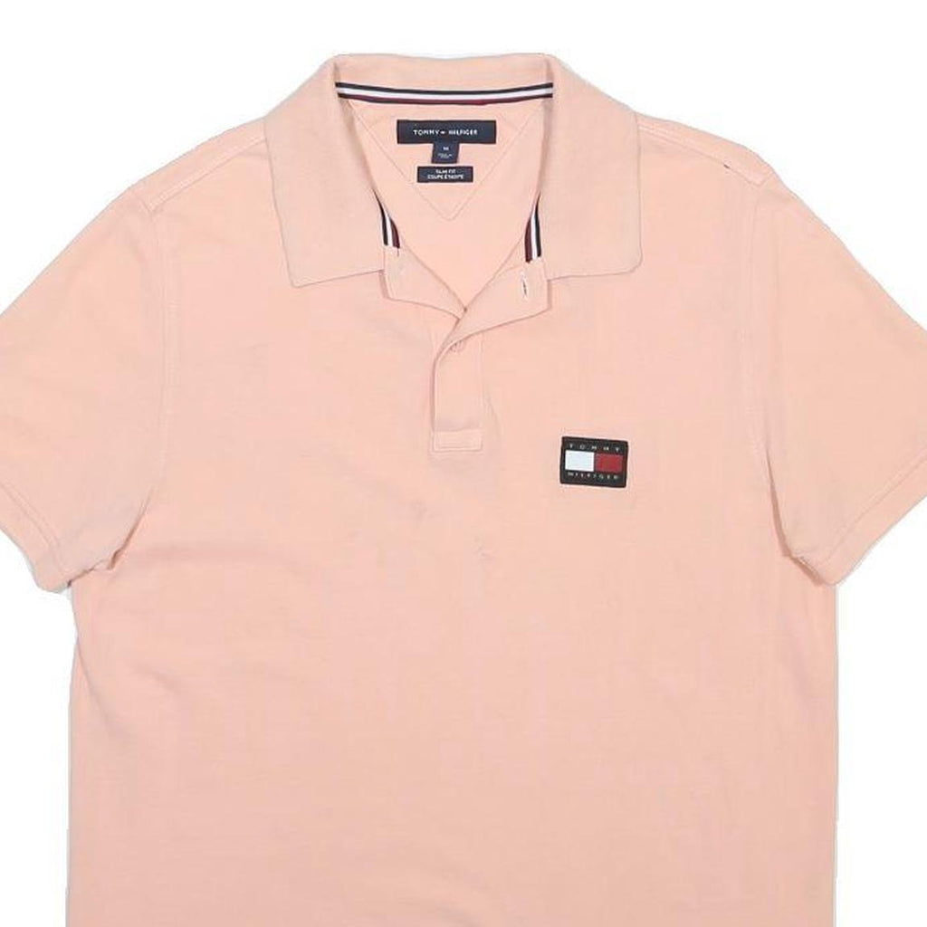 TOMMY HILFIGER Mens Pink Polo Shirt M Cotton Blend Short Sleeve Classic