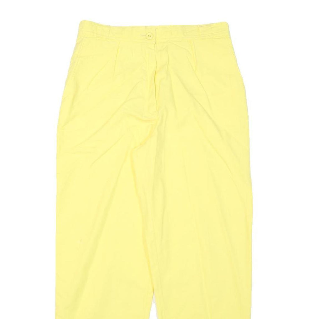 Yellow Womens Relaxed Leg Trousers Cotton Blend Zip W29 L27 Casual Summer Pants