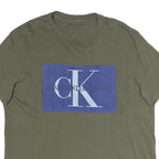 CALVIN KLEIN JEANS Mens Green Blue Graphic T-Shirt L Short Sleeve Crew Neck