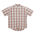TIMBERLAND Mens White & Red Check Shirt L Casual Cotton Short Sleeve Button