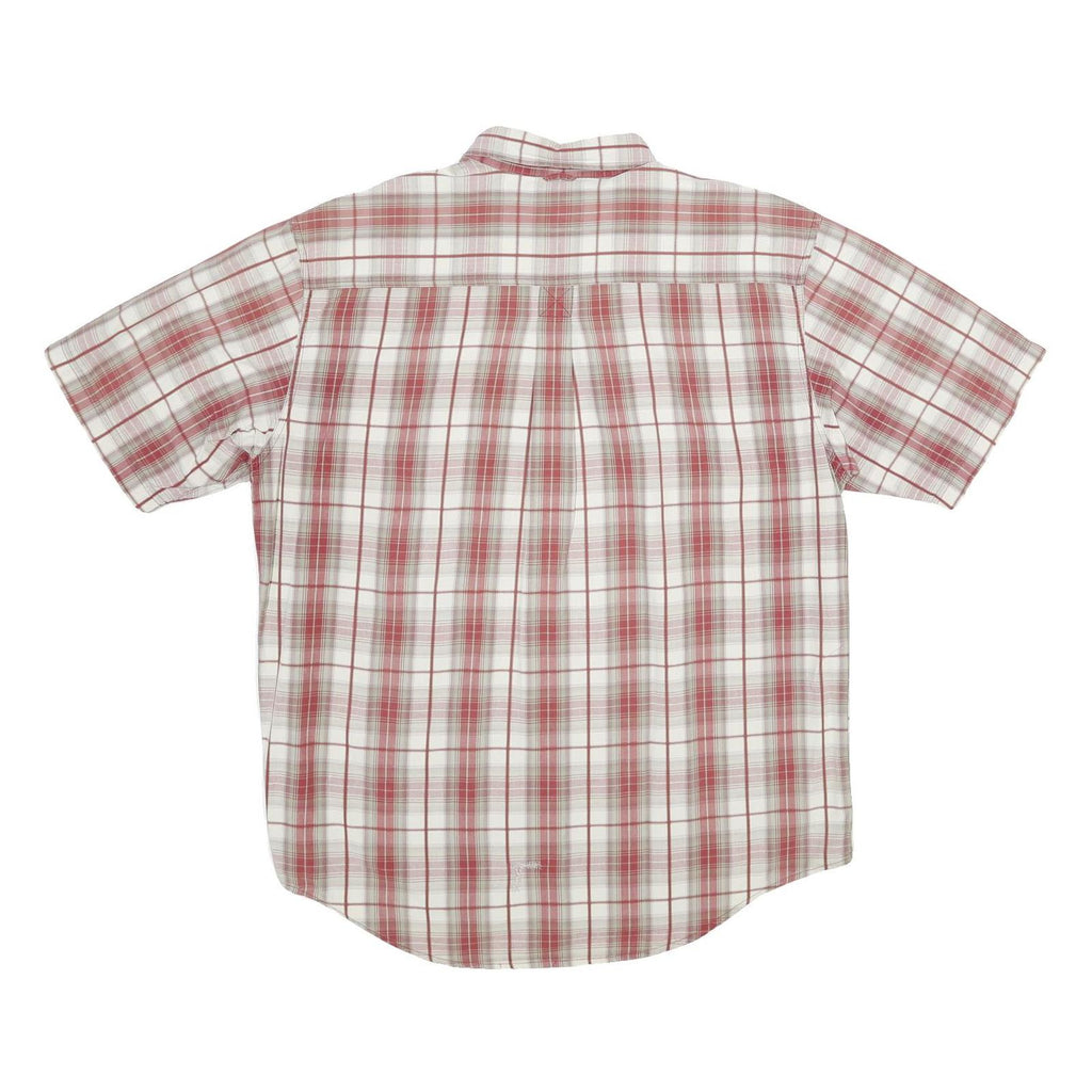TIMBERLAND Mens White & Red Check Shirt L Casual Cotton Short Sleeve Button