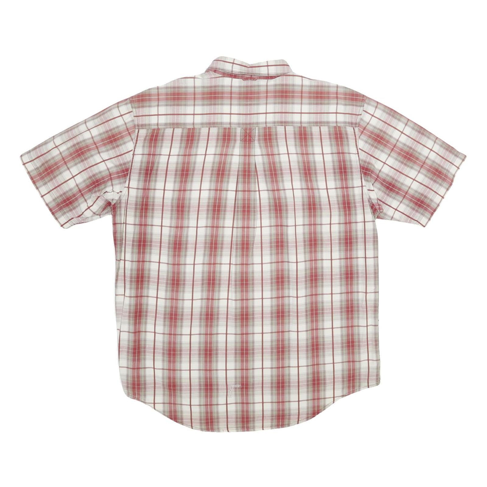 TIMBERLAND Mens White & Red Check Shirt L Casual Cotton Short Sleeve Button