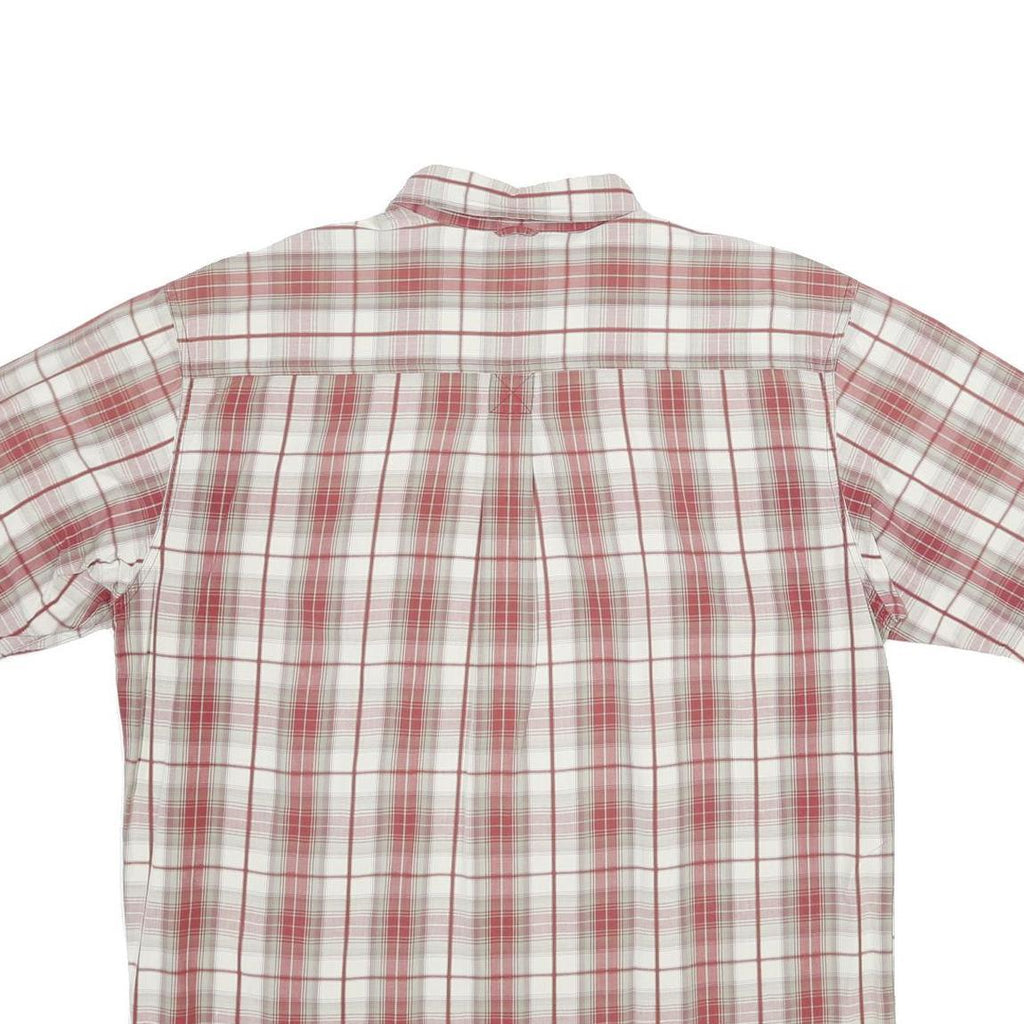 TIMBERLAND Mens White & Red Check Shirt L Casual Cotton Short Sleeve Button