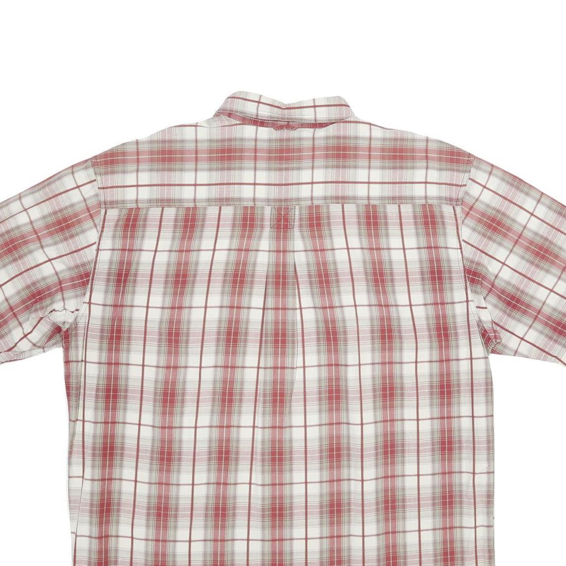 TIMBERLAND Mens White & Red Check Shirt L Casual Cotton Short Sleeve Button