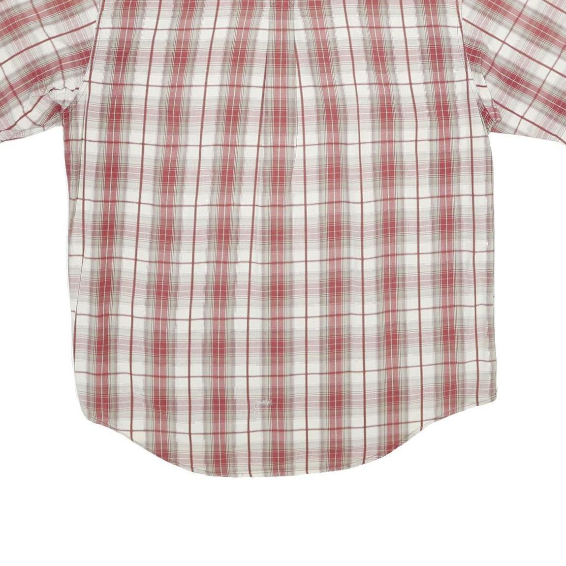 TIMBERLAND Mens White & Red Check Shirt L Casual Cotton Short Sleeve Button