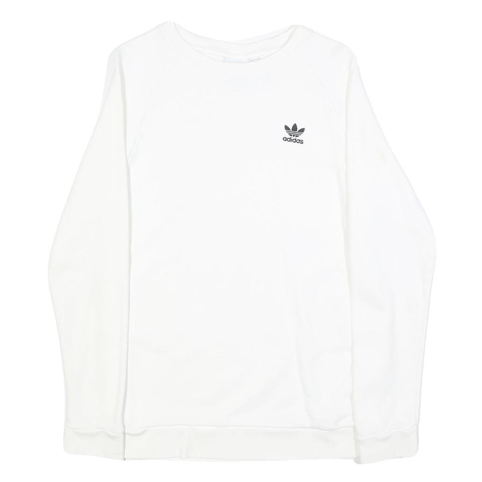 ADIDAS Mens White Crew Neck S Logo Sweatshirt Cotton Blend Casual Pullover