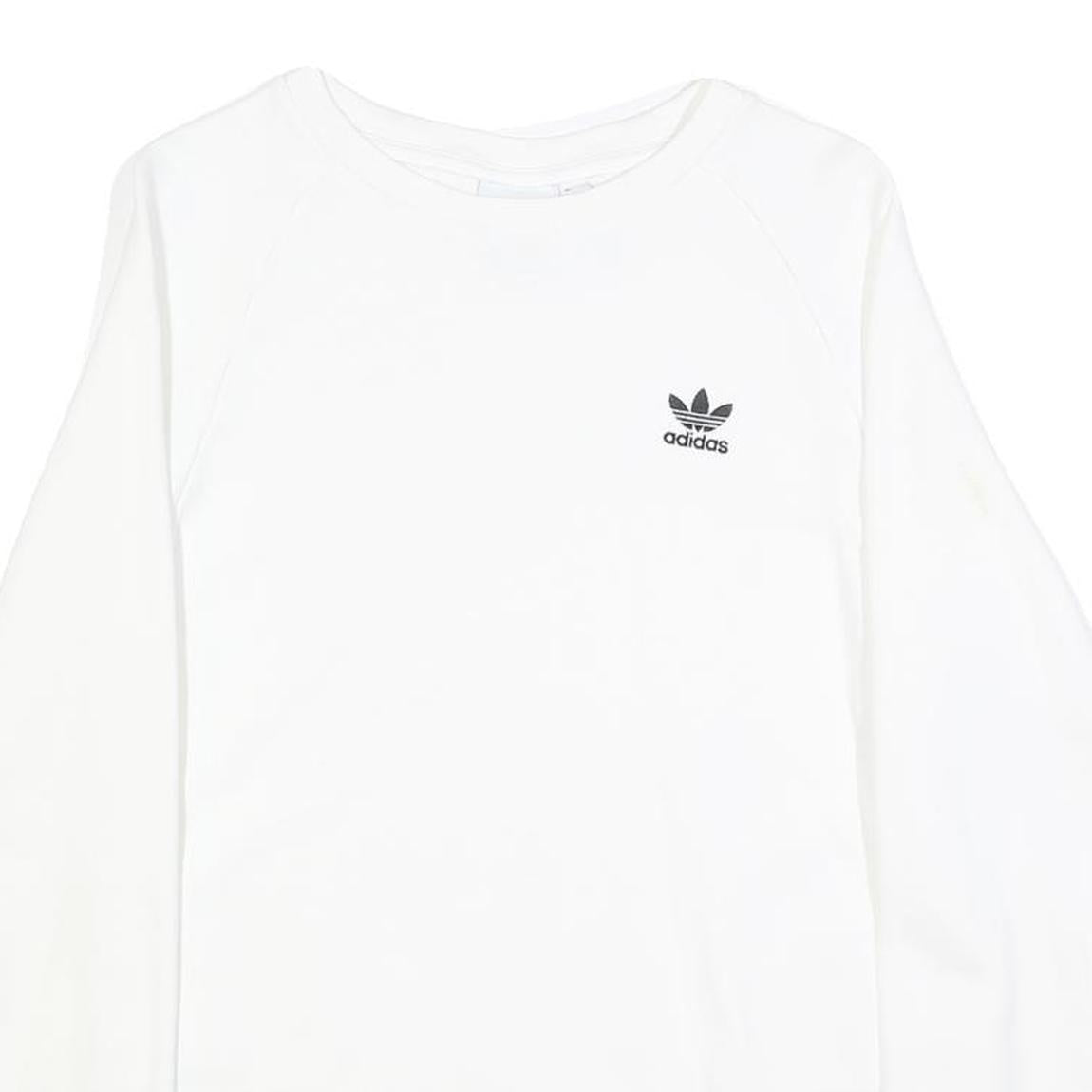 ADIDAS Mens White Crew Neck S Logo Sweatshirt Cotton Blend Casual Pullover