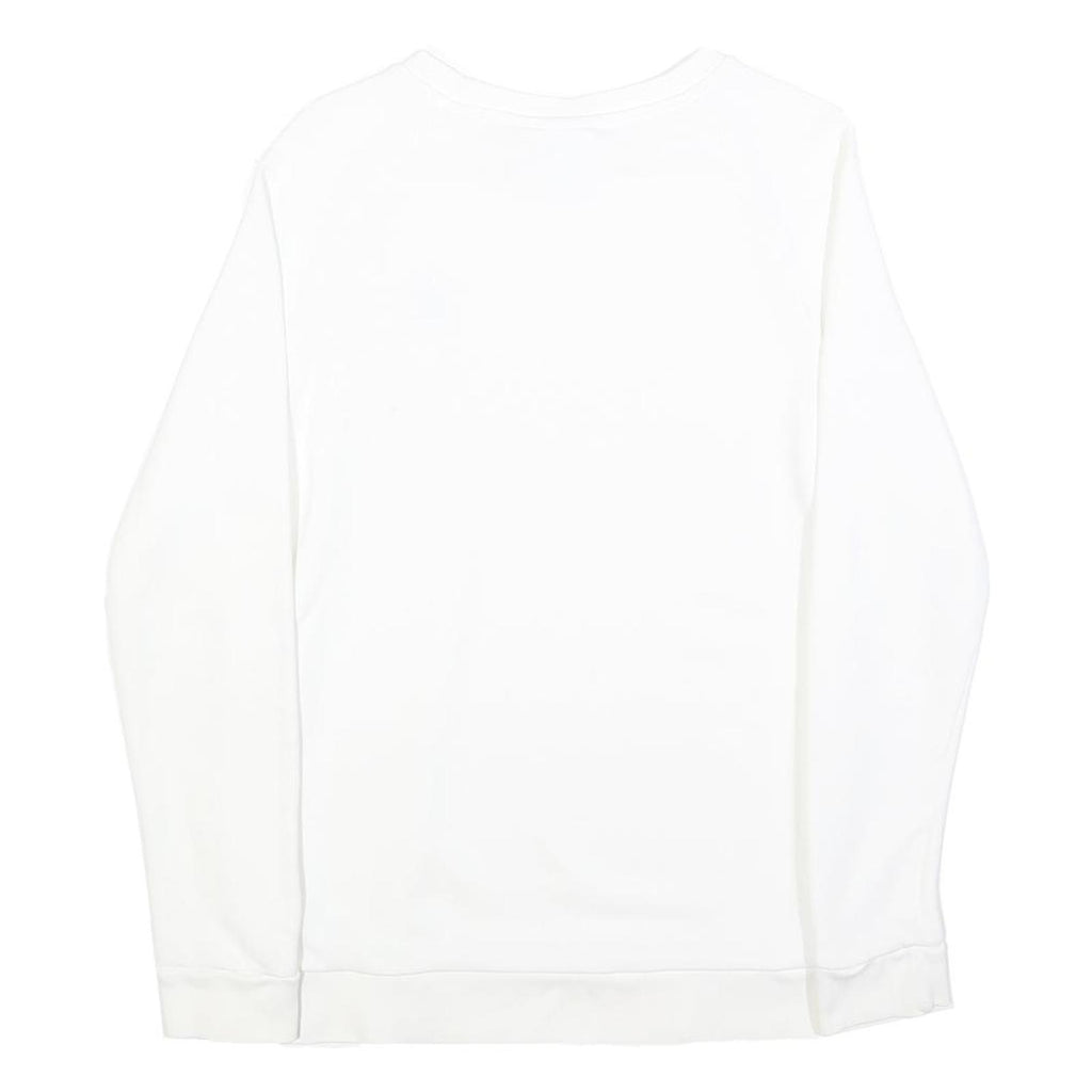 ADIDAS Mens White Crew Neck S Logo Sweatshirt Cotton Blend Casual Pullover
