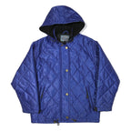 CRAZY WAVE Womens Blue Quilted Hooded Jacket L Polyester Blend Zip Outdoor