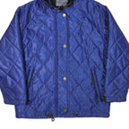 CRAZY WAVE Womens Blue Quilted Hooded Jacket L Polyester Blend Zip Outdoor