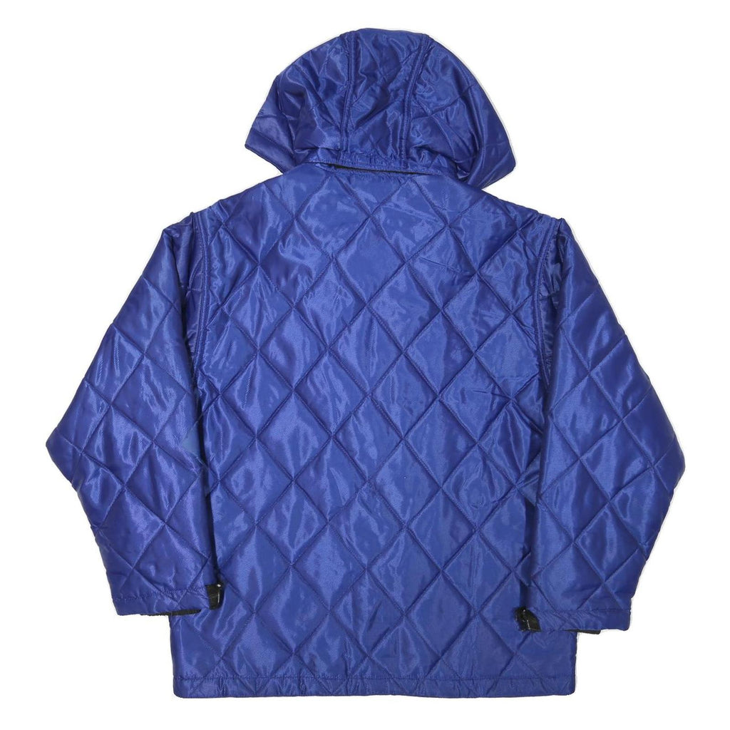 CRAZY WAVE Womens Blue Quilted Hooded Jacket L Polyester Blend Zip Outdoor