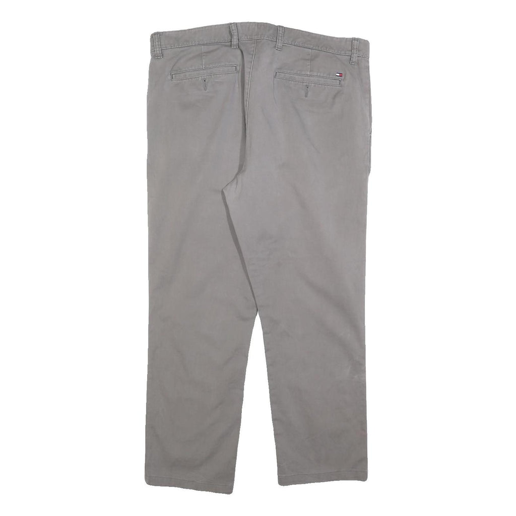 TOMMY HILFIGER Mens Cotton Blend Grey Slim Straight Trousers W36 L26 Casual