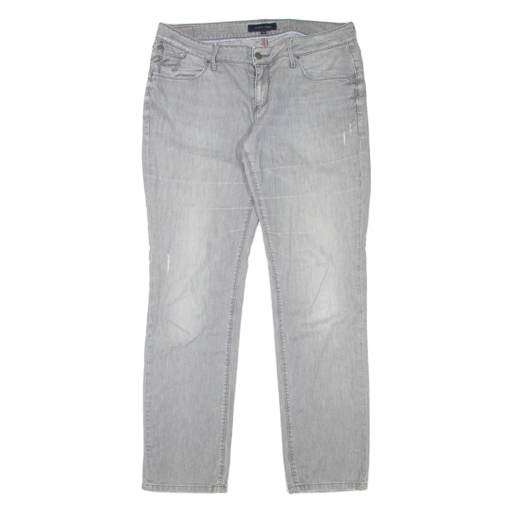 TOMMY HILFIGER Womens Jeans Grey Regular Straight Denim Stone Wash W33 L32