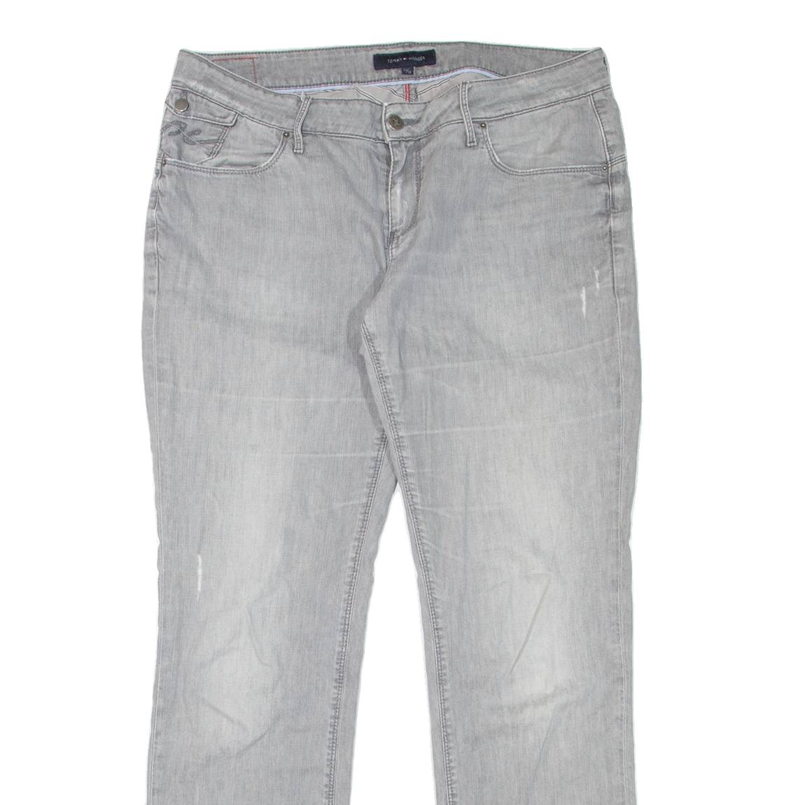 TOMMY HILFIGER Womens Jeans Grey Regular Straight Denim Stone Wash W33 L32