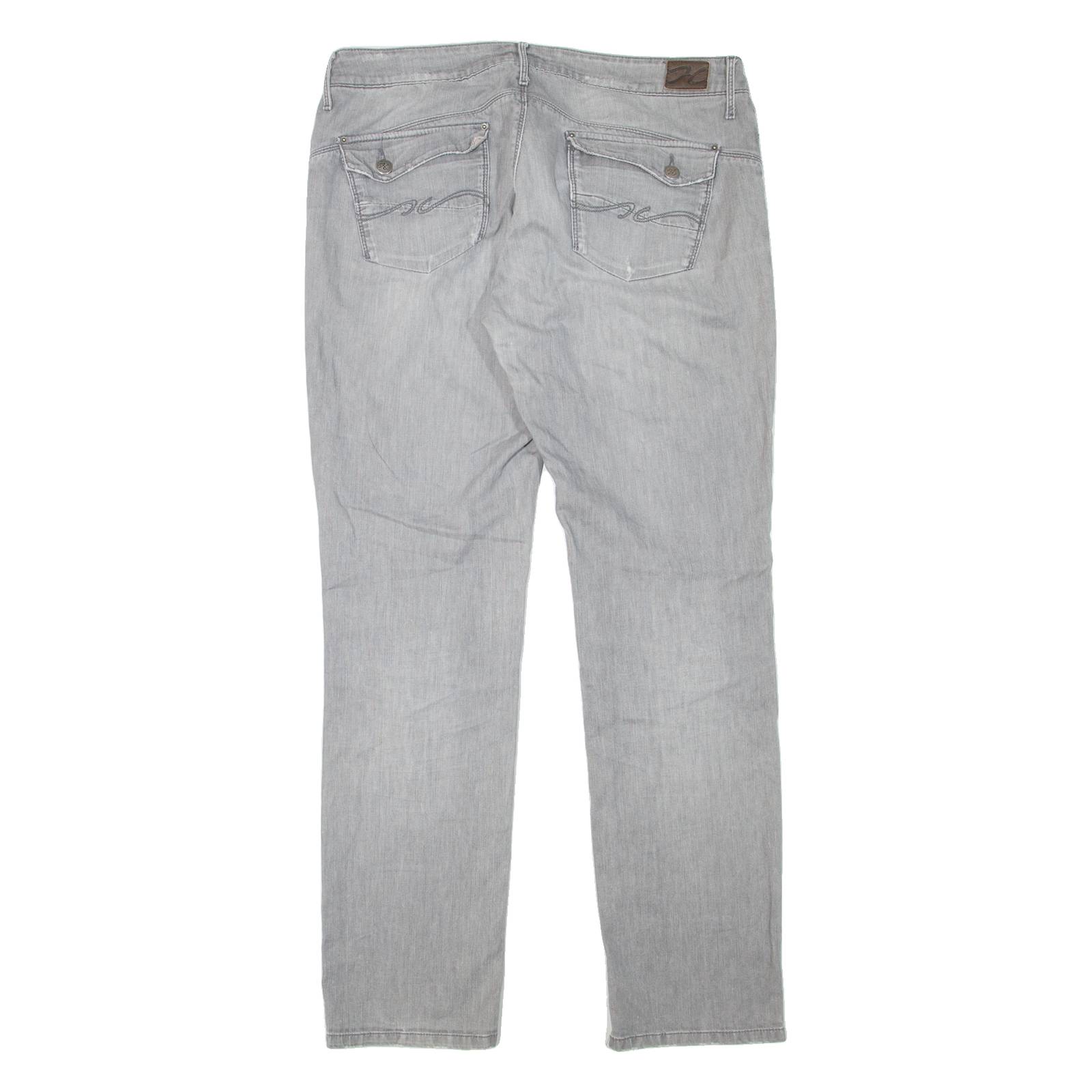 TOMMY HILFIGER Womens Jeans Grey Regular Straight Denim Stone Wash W33 L32