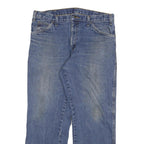 DICKIES Mens Blue Regular Fit Straight Leg Denim Rinse W34 L28 Cotton Blend Zip