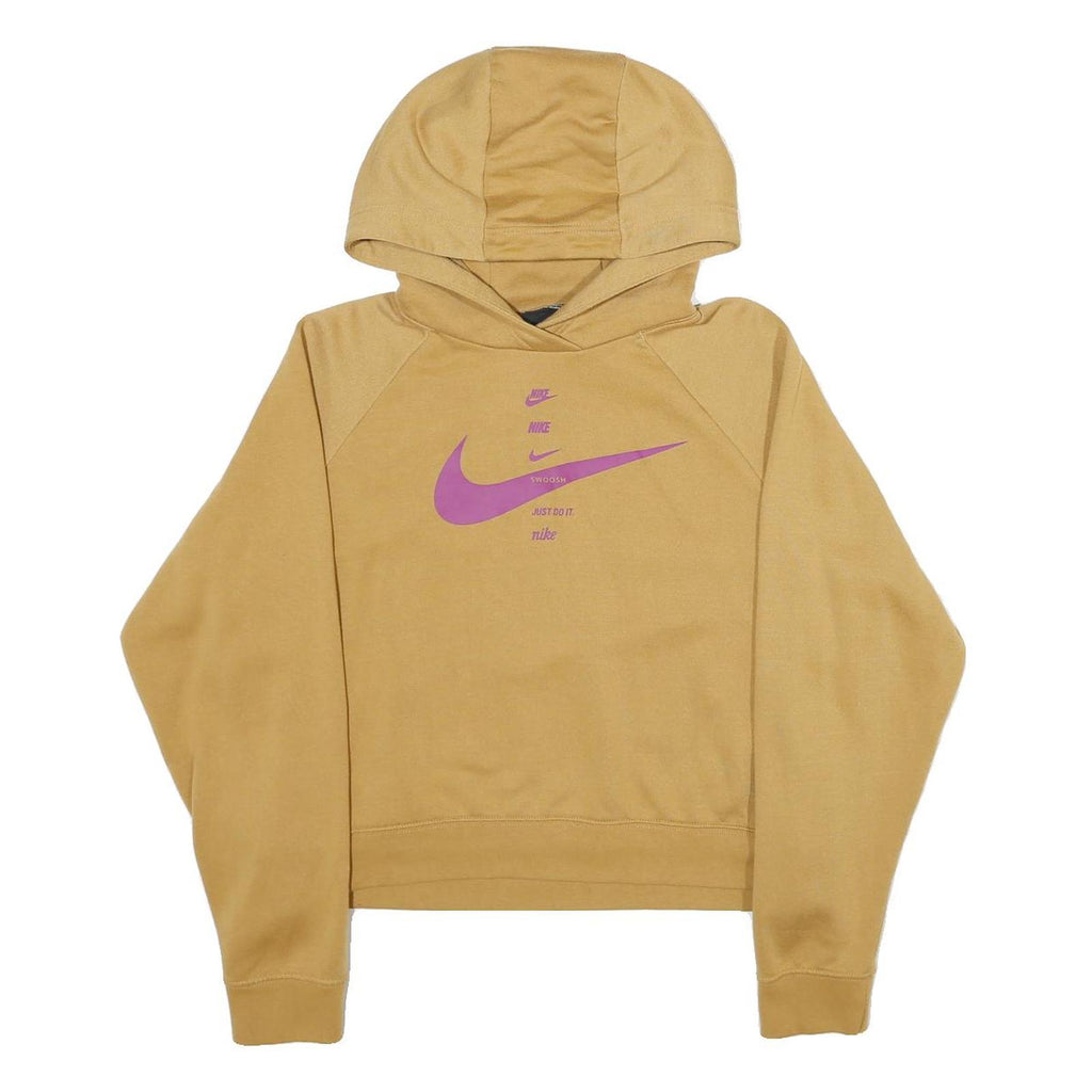 NIKE Womens Beige Hoodie M Cotton Blend Casual Sports Pullover M Size