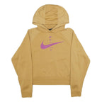 NIKE Womens Beige Hoodie M Cotton Blend Casual Sports Pullover M Size