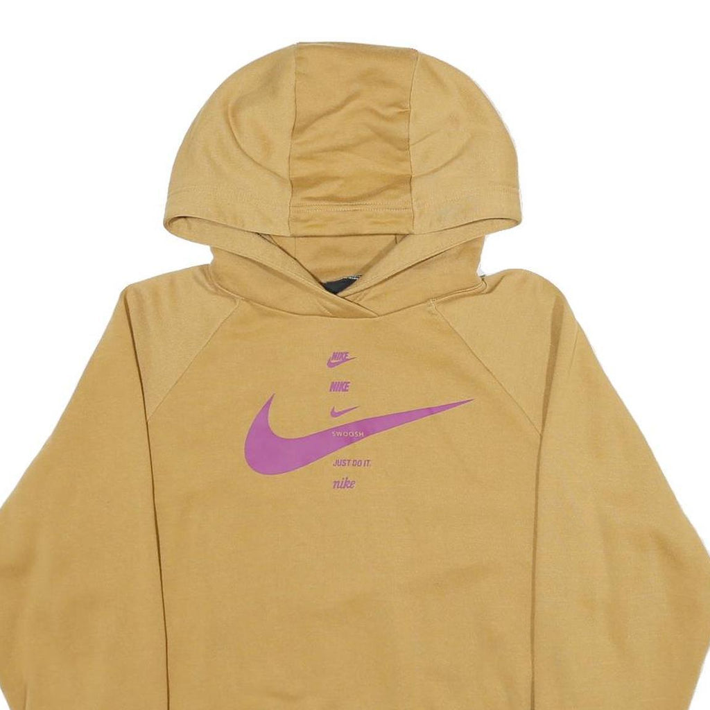 NIKE Womens Beige Hoodie M Cotton Blend Casual Sports Pullover M Size