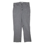 CARHARTT Mens Regular Grey Cotton Blend Trousers W36 L34 Workwear Zip Closure