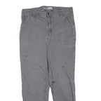 CARHARTT Mens Regular Grey Cotton Blend Trousers W36 L34 Workwear Zip Closure