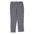 CARHARTT Mens Regular Grey Cotton Blend Trousers W36 L34 Workwear Zip Closure