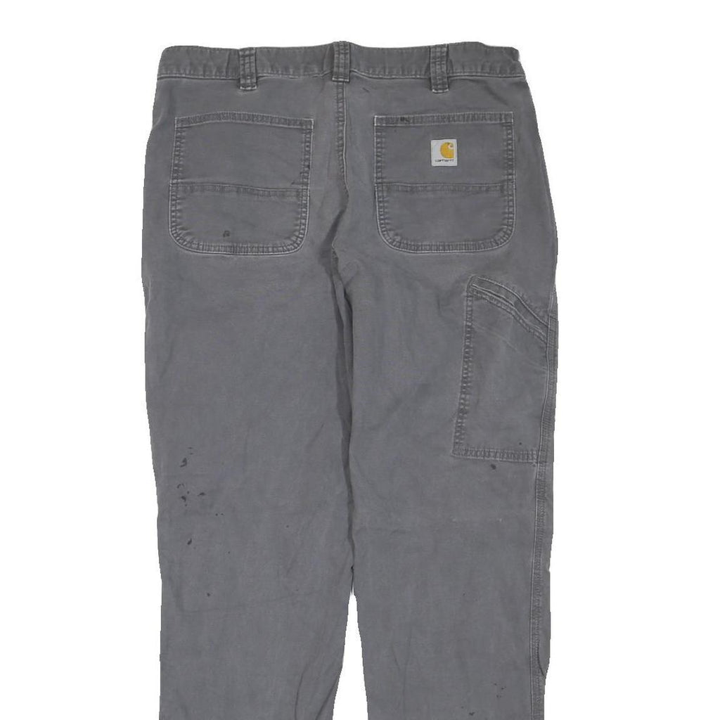 CARHARTT Mens Regular Grey Cotton Blend Trousers W36 L34 Workwear Zip Closure