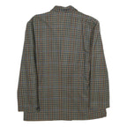 Womens Brown Blue Wool Blend Check Jacket L Button Closure Classic Fit