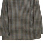 Womens Brown Blue Wool Blend Check Jacket L Button Closure Classic Fit