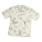 ROUNDTREE & YORKE Mens Cream & Grey Printed Cotton Short Sleeve Shirt M Casual