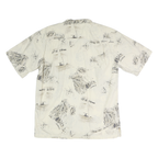 ROUNDTREE & YORKE Mens Cream & Grey Printed Cotton Short Sleeve Shirt M Casual