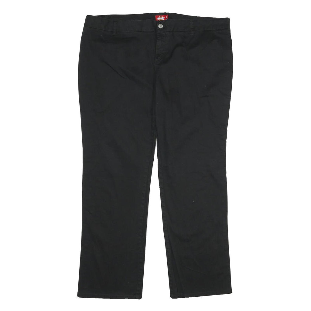 DICKIES Womens Black Relaxed Straight Trousers W40 L32 Cotton Blend Zip