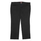 DICKIES Womens Black Relaxed Straight Trousers W40 L32 Cotton Blend Zip