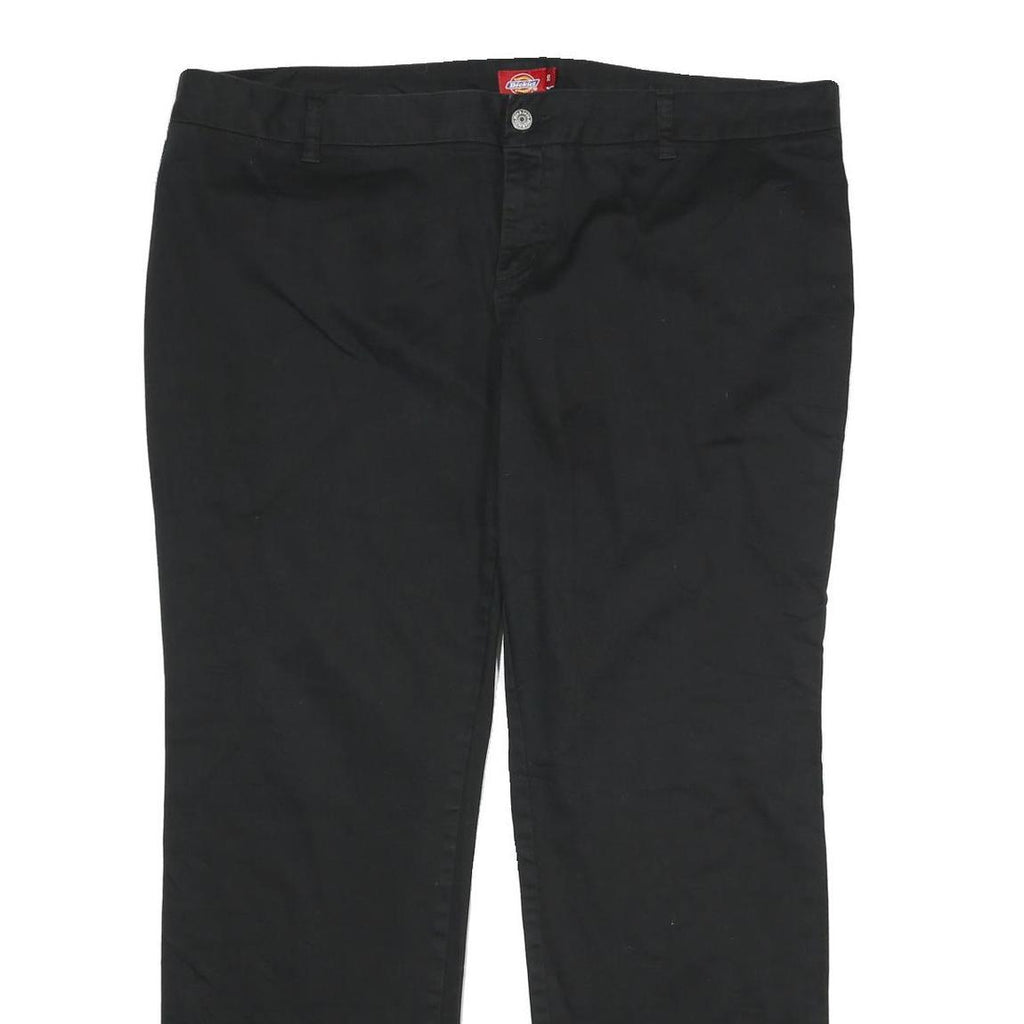 DICKIES Womens Black Relaxed Straight Trousers W40 L32 Cotton Blend Zip