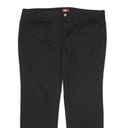 DICKIES Womens Black Relaxed Straight Trousers W40 L32 Cotton Blend Zip