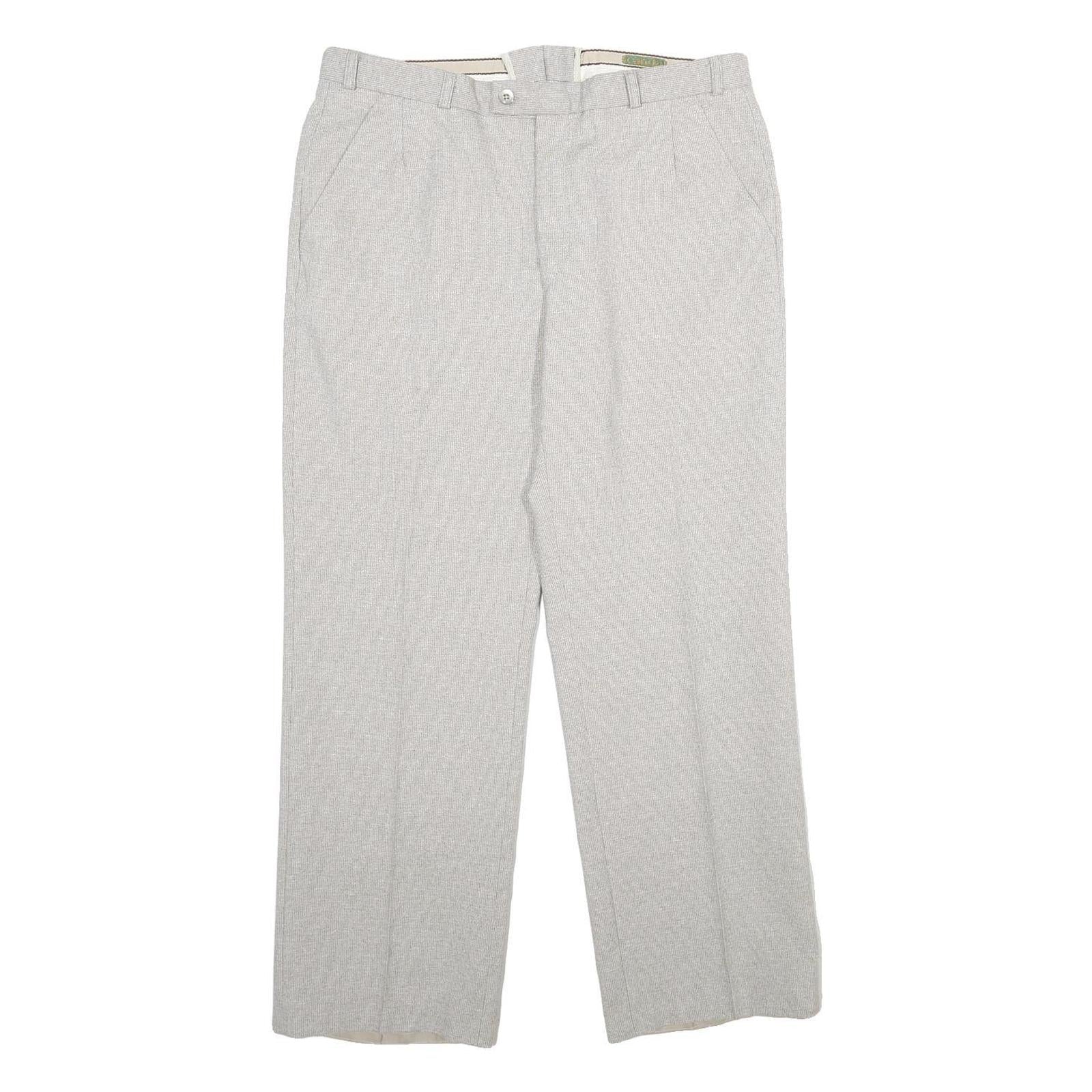 CANDA Mens Wool Blend Regular Fit Grey Trousers W32 L30 Classic Zip Fastening