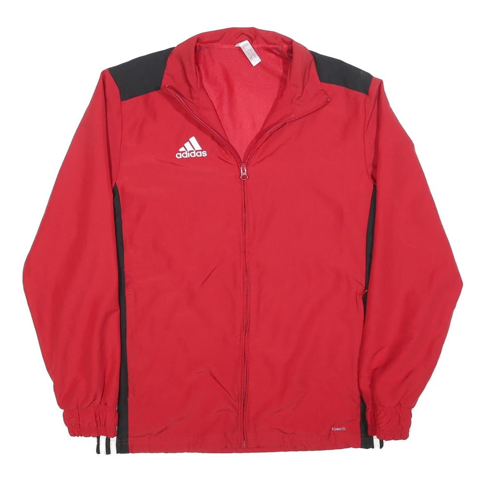 ADIDAS Mens Red & Black Lightweight Jacket S Polyester Zip Plain Sportswear