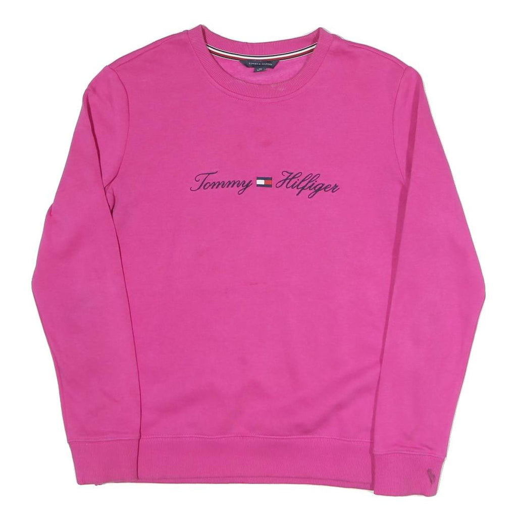 TOMMY HILFIGER Womens Pink Crew Neck XS Sweatshirt Cotton Blend Pullover
