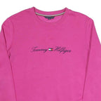 TOMMY HILFIGER Womens Pink Crew Neck XS Sweatshirt Cotton Blend Pullover