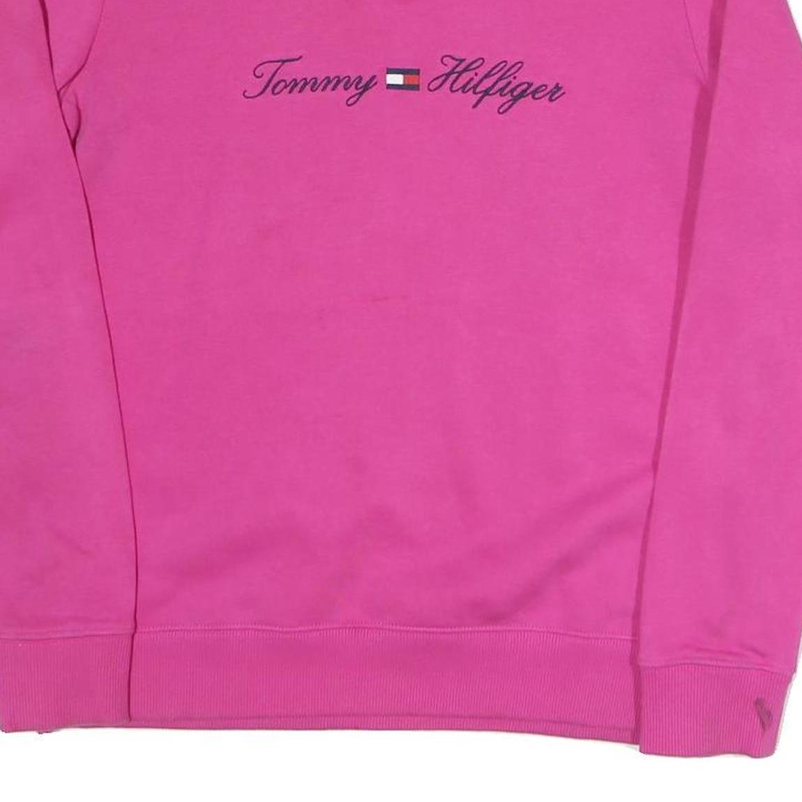 TOMMY HILFIGER Womens Pink Crew Neck XS Sweatshirt Cotton Blend Pullover