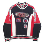 LONSDRIVE Mens Blue & Red Cotton Zip Jacket S Logo Patch Sports Racing Style