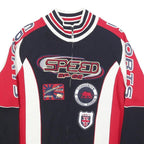LONSDRIVE Mens Blue & Red Cotton Zip Jacket S Logo Patch Sports Racing Style