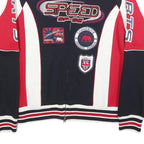 LONSDRIVE Mens Blue & Red Cotton Zip Jacket S Logo Patch Sports Racing Style