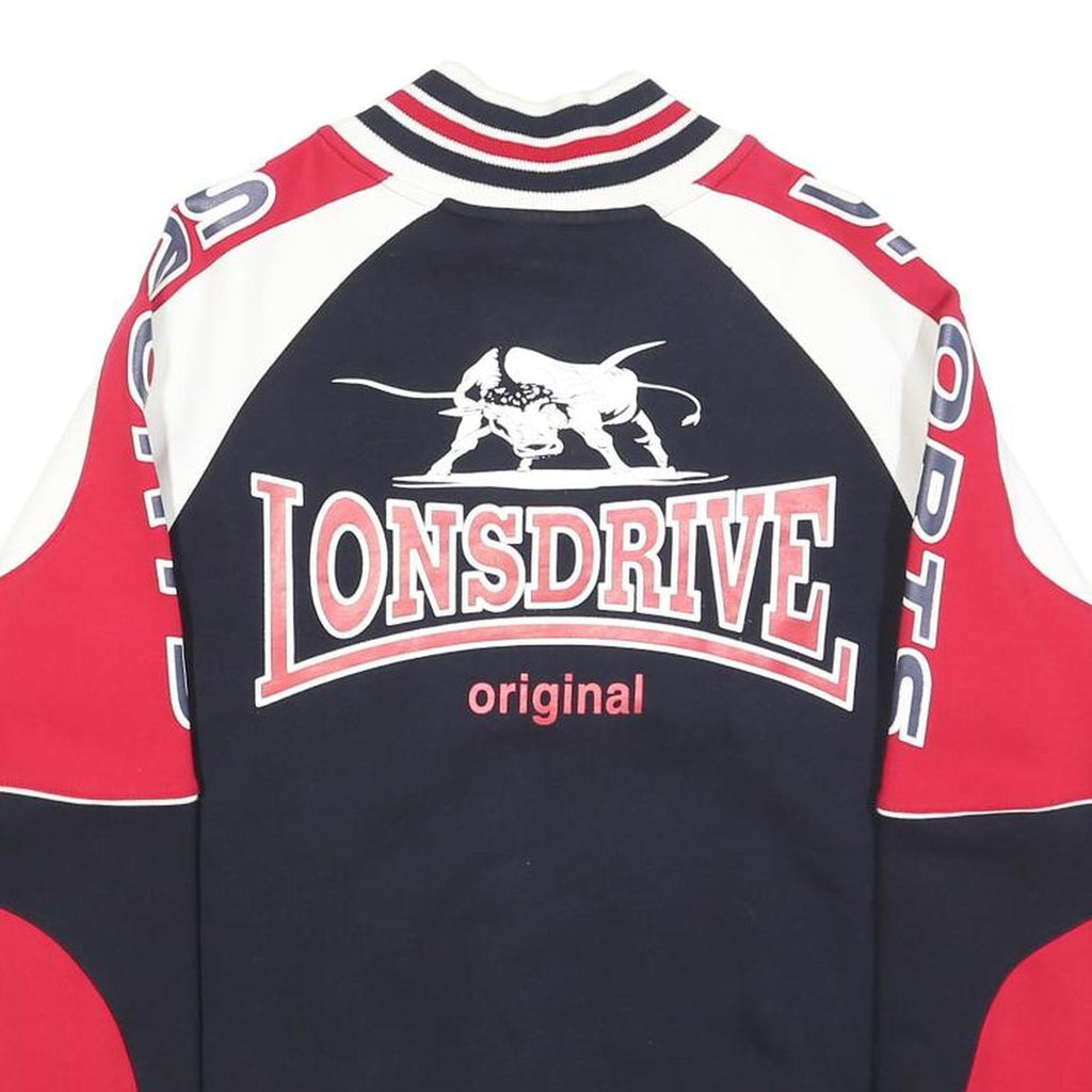 LONSDRIVE Mens Blue & Red Cotton Zip Jacket S Logo Patch Sports Racing Style