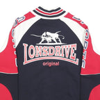 LONSDRIVE Mens Blue & Red Cotton Zip Jacket S Logo Patch Sports Racing Style