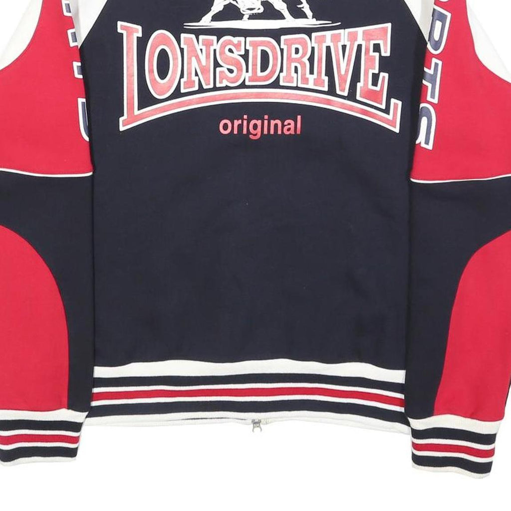 LONSDRIVE Mens Blue & Red Cotton Zip Jacket S Logo Patch Sports Racing Style