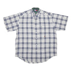 TOMMY HILFIGER Mens Blue & White Check Short Sleeve Shirt M Casual Summer Linen