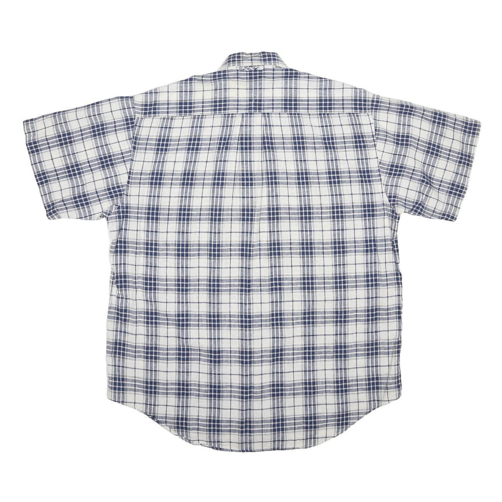 TOMMY HILFIGER Mens Blue & White Check Short Sleeve Shirt M Casual Summer Linen